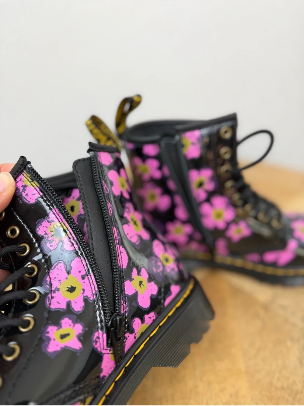 •Dr Martens • 1460 Pansy Patent Leather Lace Up Boot Size 2Y